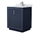 Wyndham Collection Icon 30" Free Standing Single Basin Vanity Set with Cabinet and Marble Vanity Top Dark Blue / Brushed Nickel Hardware