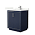Wyndham Collection Icon 30" Free Standing Single Basin Vanity Set with Cabinet and Quartz Vanity Top Dark Blue / Giotto Quartz Top / Brushed Nickel Hardware