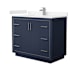 Wyndham Collection Icon 42" Free Standing Single Basin Vanity Set with Cabinet and Cultured Marble Vanity Top Dark Blue / Carrara Cultured Marble Top / Brushed Nickel Hardware