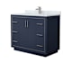 Wyndham Collection Icon 42" Free Standing Single Basin Vanity Set with Cabinet and Marble Vanity Top Dark Blue / Brushed Nickel Hardware