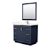 Wyndham Collection Icon 42" Free Standing Single Basin Vanity Set with Cabinet, Quartz Vanity Top, and Framed Mirror Dark Blue / Giotto Quartz Top / Brushed Nickel Hardware
