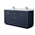 Wyndham Collection Icon 66" Free Standing Double Basin Vanity Set with Cabinet and Marble Vanity Top Dark Blue / Brushed Nickel Hardware