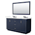 Wyndham Collection Icon 66" Free Standing Double Basin Vanity Set with Cabinet, Quartz Vanity Top, and Framed Mirror Dark Blue / Giotto Quartz Top / Brushed Nickel Hardware
