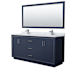 Wyndham Collection Icon 72" Free Standing Double Basin Vanity Set with Cabinet, Marble Vanity Top, and Framed Mirror Dark Blue / Brushed Nickel Hardware