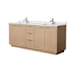 Wyndham Collection Maroni 80" Free Standing Double Basin Vanity Set with Cabinet and Marble Vanity Top Light Straw / White Carrara Marble Top / Brushed Nickel Hardware
