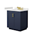 Wyndham Collection Miranda 30" Free Standing Single Basin Vanity Set with Cabinet and Cultured Marble Vanity Top Dark Blue / Carrara Cultured Marble Top / Brushed Gold Hardware