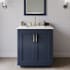 Wyndham Collection Miranda 30" Free Standing Single Basin Vanity Set with Cabinet and Quartz Vanity Top Dark Blue / Giotto Quartz Top / Brushed Gold Hardware