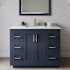 Wyndham Collection Miranda 42" Free Standing Single Basin Vanity Set with Cabinet and Marble Vanity Top Dark Blue / White Carrara Marble Top / Brushed Gold Hardware