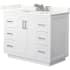 Wyndham Collection Miranda 42" Free Standing Single Basin Vanity Set with Cabinet and Quartz Vanity Top White / Giotto Quartz Top / Brushed Nickel Hardware