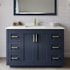 Wyndham Collection Miranda 48" Free Standing Single Basin Vanity Set with Cabinet and Quartz Vanity Top Dark Blue / Giotto Quartz Top / Brushed Gold Hardware
