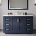 Wyndham Collection Miranda 54" Free Standing Single Basin Vanity Set with Cabinet and Cultured Marble Vanity Top Dark Blue / Carrara Cultured Marble Top / Brushed Gold Hardware