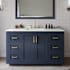 Wyndham Collection Miranda 54" Free Standing Single Basin Vanity Set with Cabinet and Quartz Vanity Top Dark Blue / Giotto Quartz Top / Brushed Gold Hardware