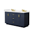 Wyndham Collection Miranda 60" Free Standing Double Basin Vanity Set with Cabinet and Cultured Marble Vanity Top Dark Blue / Carrara Cultured Marble Top / Brushed Gold Hardware