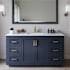 Wyndham Collection Miranda 60" Free Standing Single Basin Vanity Set with Cabinet and Marble Vanity Top Dark Blue / White Carrara Marble Top / Brushed Gold Hardware