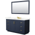 Wyndham Collection Miranda 60" Free Standing Single Basin Vanity Set with Cabinet, Quartz Vanity Top, and Framed Mirror Dark Blue / Giotto Quartz Top / Brushed Gold Hardware