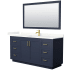 Wyndham Collection Miranda 66" Free Standing Single Basin Vanity Set with Cabinet, Quartz Vanity Top, and Framed Mirror Dark Blue / Giotto Quartz Top / Brushed Gold Hardware