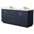 Wyndham Collection Miranda 72" Free Standing Double Basin Vanity Set with Cabinet and Quartz Vanity Top Dark Blue / Giotto Quartz Top / Brushed Gold Hardware