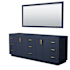 Wyndham Collection Miranda 84" Double Free Standing Vanity Cabinet - Less Vanity Top Dark Blue / Brushed Gold Hardware