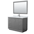 Wyndham Collection Strada 48" Free Standing Single Basin Vanity Set with Cabinet, Marble Vanity Top, and Framed Mirror Dark Gray / Brushed Nickel Hardware