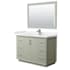Wyndham Collection Strada 48" Free Standing Single Basin Vanity Set with Cabinet, Cultured Marble Vanity Top, and Framed Mirror Light Green / Carrara Cultured Marble Top / Brushed Nickel Hardware