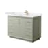 Wyndham Collection Strada 48" Free Standing Single Basin Vanity Set with Cabinet and Cultured Marble Vanity Top Light Green / Carrara Cultured Marble Top / Satin Bronze Hardware