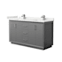 Wyndham Collection Strada 60" Free Standing Double Basin Vanity Set with Cabinet and Quartz Vanity Top Dark Gray / White Quartz Top / Brushed Nickel Hardware