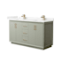 Wyndham Collection Strada 60" Free Standing Double Basin Vanity Set with Cabinet and Cultured Marble Vanity Top Light Green / Carrara Cultured Marble Top / Satin Bronze Hardware