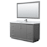 Wyndham Collection Strada 60" Free Standing Single Basin Vanity Set with Cabinet, Marble Vanity Top, and Framed Mirror Dark Gray / Brushed Nickel Hardware