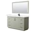 Wyndham Collection Strada 60" Free Standing Single Basin Vanity Set with Cabinet, Cultured Marble Vanity Top, and Framed Mirror Light Green / Carrara Cultured Marble Top / Matte Black Hardware