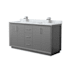 Wyndham Collection Strada 66" Free Standing Double Basin Vanity Set with Cabinet and Marble Vanity Top Dark Gray / Brushed Nickel Hardware