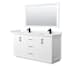 Wyndham Collection Strada 66" Free Standing Double Basin Vanity Set with Cabinet, Cultured Marble Vanity Top, and Framed Mirror White / White Cultured Marble Top / Matte Black Hardware