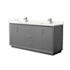 Wyndham Collection Strada 72" Free Standing Double Basin Vanity Set with Cabinet and Quartz Vanity Top Dark Gray / Giotto Quartz Top / Brushed Nickel Hardware