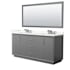 Wyndham Collection Strada 72" Free Standing Double Basin Vanity Set with Cabinet, Quartz Vanity Top, and Framed Mirror Dark Gray / Giotto Quartz Top / Brushed Nickel Hardware