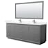Wyndham Collection Strada 84" Free Standing Double Basin Vanity Set with Cabinet, Cultured Marble Vanity Top, and Framed Mirror Dark Gray / Carrara Cultured Marble Top / Brushed Nickel Hardware