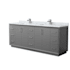 Wyndham Collection Strada 84" Free Standing Double Basin Vanity Set with Cabinet and Marble Vanity Top Dark Gray / Brushed Nickel Hardware