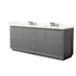 Wyndham Collection Strada 84" Free Standing Double Basin Vanity Set with Cabinet and Quartz Vanity Top Dark Gray / Giotto Quartz Top / Brushed Nickel Hardware