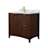 Wyndham Collection Palmilla 36" Free Standing Single Basin Vanity Set with Cabinet and Marble Vanity Top Dark Walnut / Brushed Gold Hardware