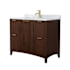 Wyndham Collection Palmilla 42" Free Standing Single Basin Vanity Set with Cabinet and Marble Vanity Top Dark Walnut / Brushed Gold Hardware