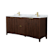 Wyndham Collection Palmilla 72" Free Standing Double Basin Vanity Set with Cabinet and Marble Vanity Top Dark Walnut / Brushed Gold Hardware