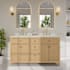Wyndham Collection Pendry 60" Free Standing Double Basin Vanity Set with Cabinet and Quartz Vanity Top Tanned Oak / Giotto Quartz Top / Brushed Gold Hardware