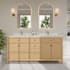 Wyndham Collection Pendry 72" Free Standing Double Basin Vanity Set with Cabinet and Marble Vanity Top Tanned Oak / Brushed Gold Hardware