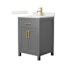 Wyndham Collection Beckett 24" Free Standing Single Basin Vanity Set with Cabinet and Quartz Vanity Top Dark Gray / Giotto Quartz Top / Brushed Gold Hardware