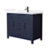 Wyndham Collection Beckett 42" Free Standing Single Basin Vanity Set with Cabinet and Quartz Vanity Top Dark Blue / White Quartz Top / Matte Black Hardware