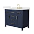 Wyndham Collection Beckett 42" Free Standing Single Basin Vanity Set with Cabinet and Quartz Vanity Top Dark Blue / Giotto Quartz Top / Brushed Gold Hardware