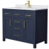 Finish: Dark Blue / White Cultured Marble Top / Brushed Gold Hardware