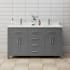 Wyndham Collection Beckett 60" Free Standing Double Basin Vanity Set with Wood Cabinet and Cultured Marble Vanity Top Dark Gray / Carrara Cultured Marble Top / Brushed Nickel Hardware