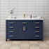 Wyndham Collection Beckett 60" Free Standing Single Basin Vanity Set with Cabinet and Cultured Marble Vanity Top Dark Blue / Carrara Cultured Marble Top / Brushed Gold Hardware