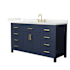 Wyndham Collection Beckett 60" Free Standing Single Basin Vanity Set with Cabinet and Quartz Vanity Top Dark Blue / Giotto Quartz Top / Brushed Gold Hardware