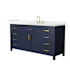 Wyndham Collection Beckett 66" Free Standing Single Basin Vanity Set with Cabinet and Quartz Vanity Top Dark Blue / Giotto Quartz Top / Brushed Gold Hardware