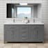 Wyndham Collection Beckett 72" Free Standing Double Basin Vanity Set with Wood Cabinet and Cultured Marble Vanity Top Dark Gray / Carrara Cultured Marble Top / Brushed Nickel Hardware